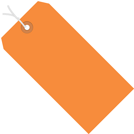 4 <span class='fraction'>3/4</span> x 2 <span class='fraction'>3/8</span>" Orange 13 Pt. Shipping Tags - Pre-Strung